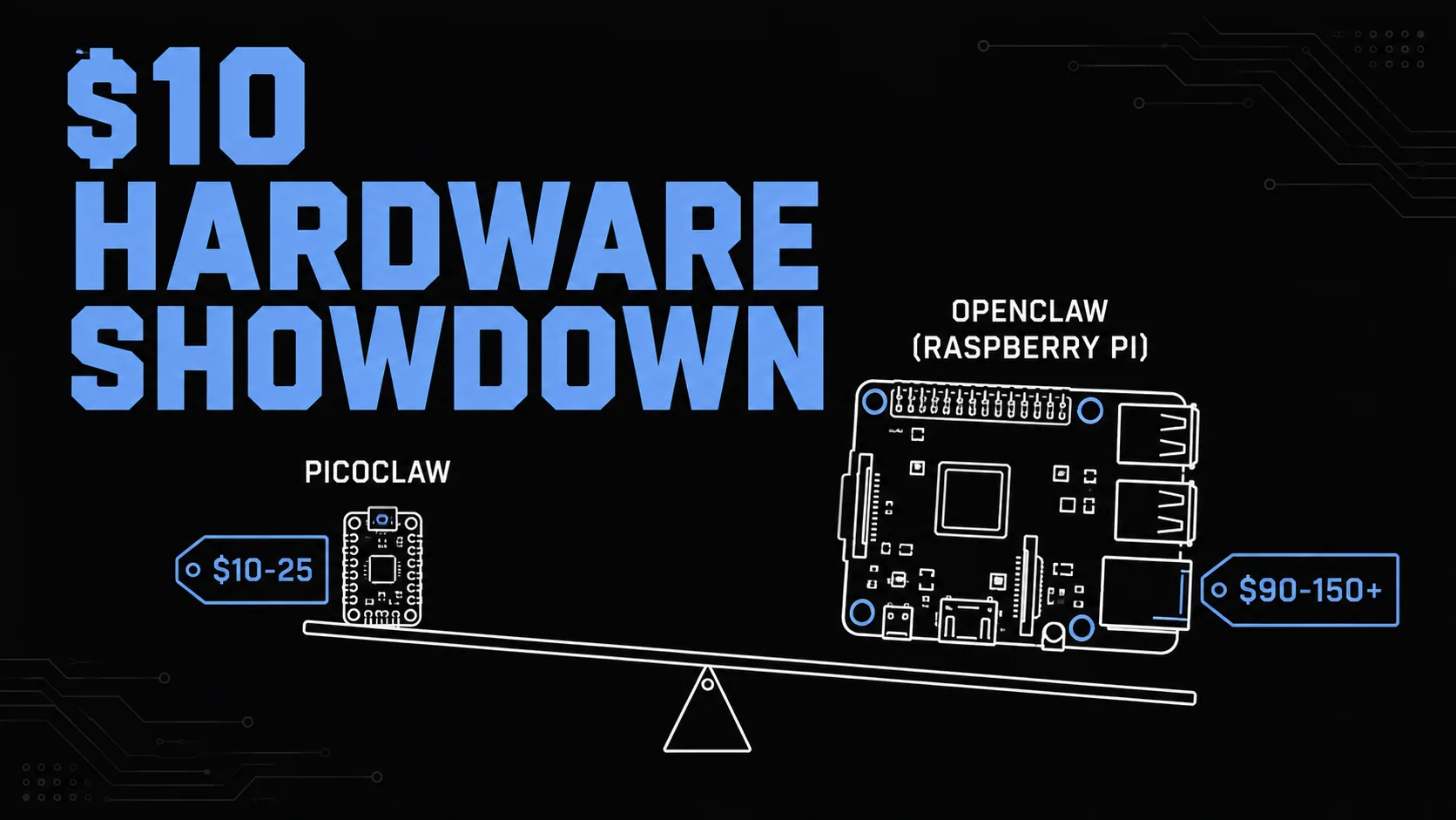 Hardware cost comparison graphic for PicoClaw versus OpenClaw on a Raspberry Pi
