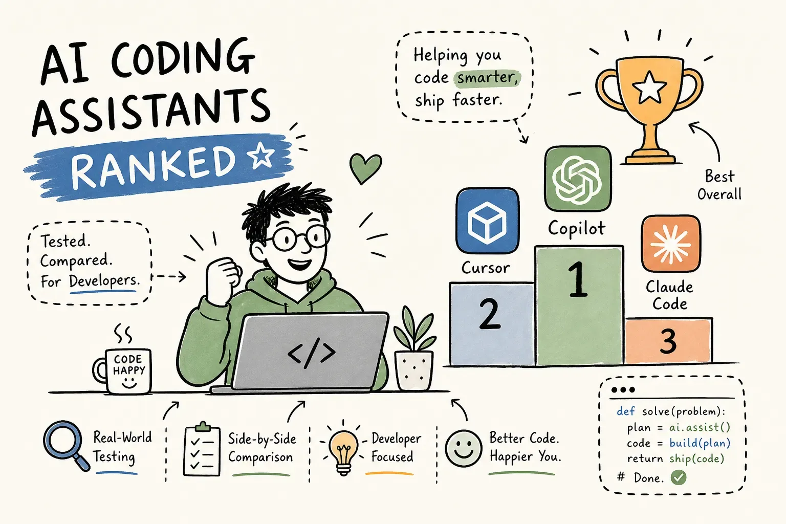 Best AI coding assistants in 2026 compared: GitHub Copilot, Claude Code, and Cursor